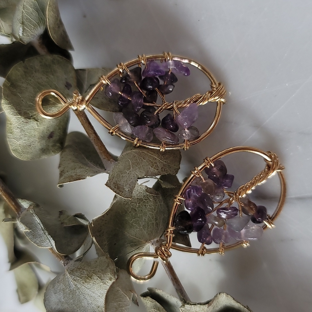Amethyst Gravel Stone Tree of Life Pendant